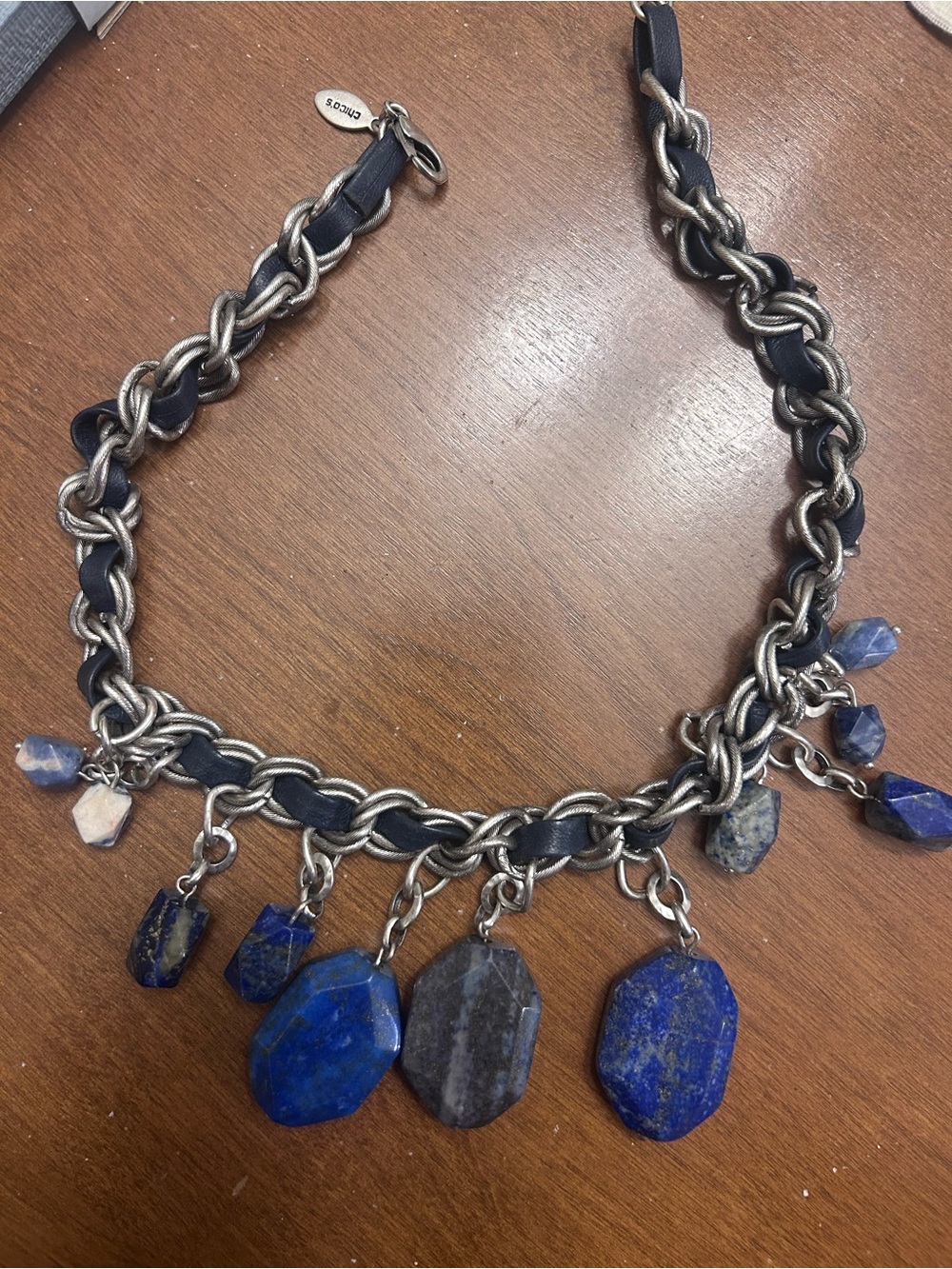 Chico’s Lapis and Leather statement necklace